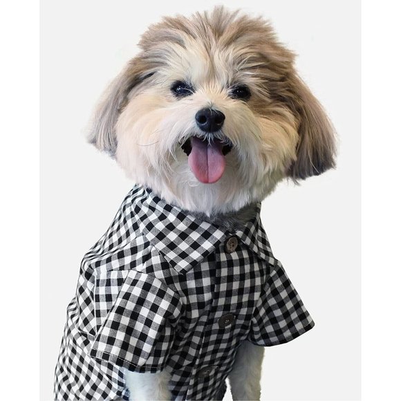 Dog Threads Shirt Sz Large (24-28" Chest) Black/White Gingham New - Picture 3 of 4